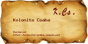Kolonits Csaba névjegykártya