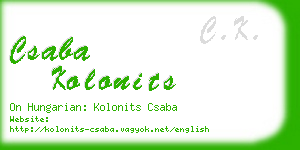 csaba kolonits business card